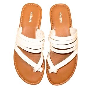 Sonoma White and Brown Sandals Minimalist Design